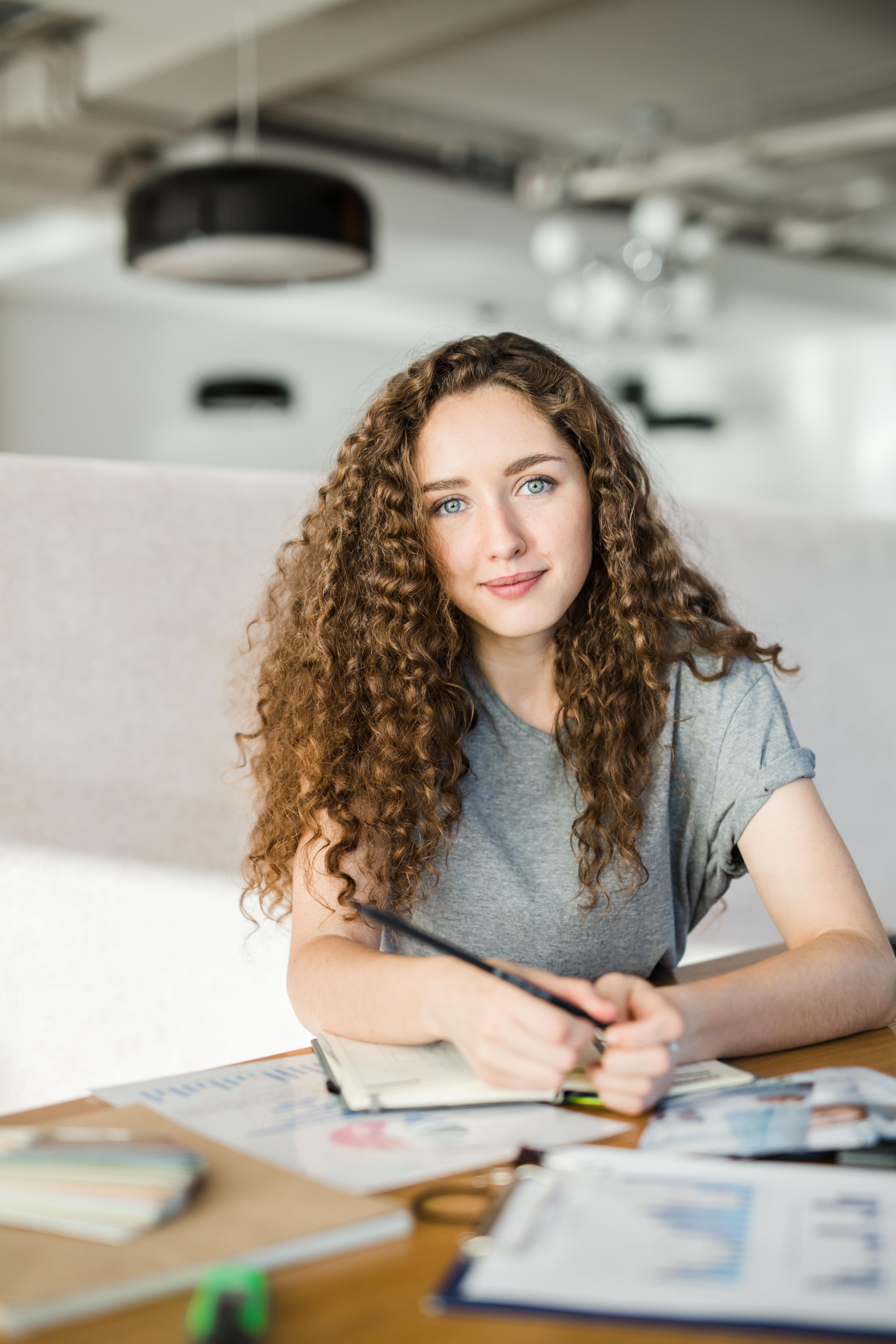 Student at a study table